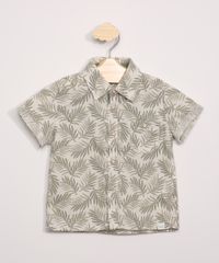 Camisa-Infantil-Estampada-de-Folhagem-Manga-Curta-Kaki-Claro-9947285-Kaki_Claro_1
