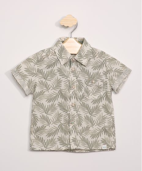 Camisa-Infantil-Estampada-de-Folhagem-Manga-Curta-Kaki-Claro-9947285-Kaki_Claro_1
