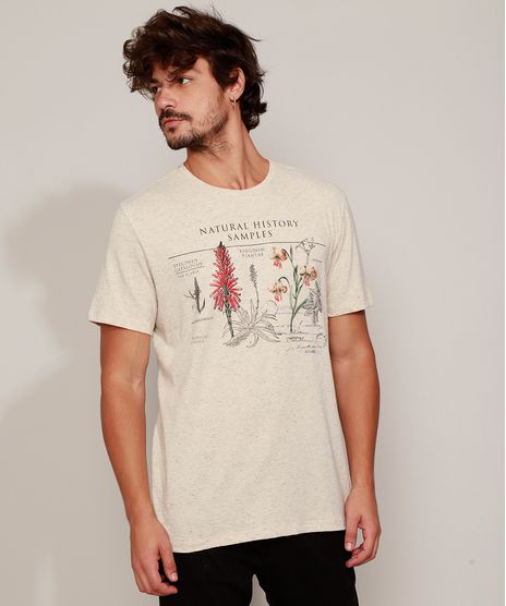 Camiseta-Masculina---Natural-History-Samples---Manga-Curta-Gola-Careca-Bege-9966632-Bege_1