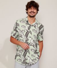 Camisa-Masculina-Estampada-Folhagem-Manga-Curta-Verde-Claro-9968726-Verde_Claro_1