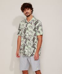 Camisa-Masculina-Estampada-Folhagem-Manga-Curta-Verde-Claro-9968726-Verde_Claro_3