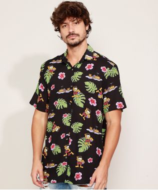 Camisa-Masculina-Estampada-Garfield-Manga-Curta-Preto-9968729-Preto_1