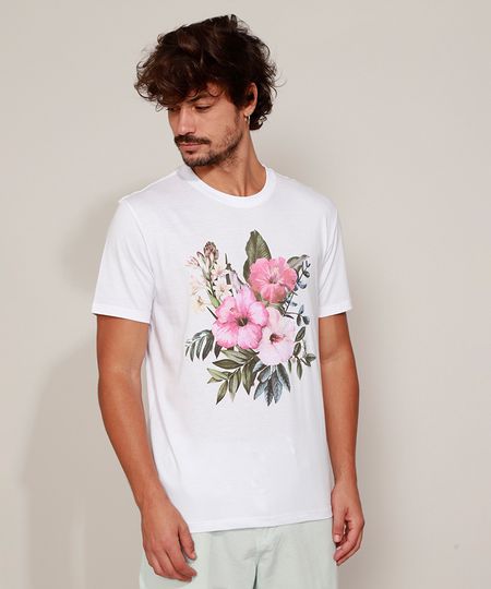Camiseta-Masculina-Flores-Manga-Curta-Gola-Careca-Branca-9970581-Branco_1 Camiseta-Masculina-Flores-Manga-Curta-Gola-Careca-Branca-9970581-Branco_1