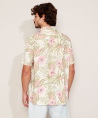 Camisa-Masculina-Estampada-Floral-Manga-Curta-Bege-9968727-Bege_2