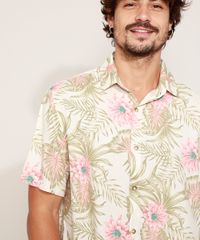 Camisa-Masculina-Estampada-Floral-Manga-Curta-Bege-9968727-Bege_6