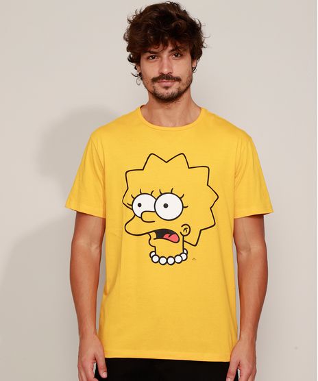 Camiseta-Masculina-Lisa-Simpson-Manga-Curta-Gola-Careca-Amarela-9973213-Amarelo_1