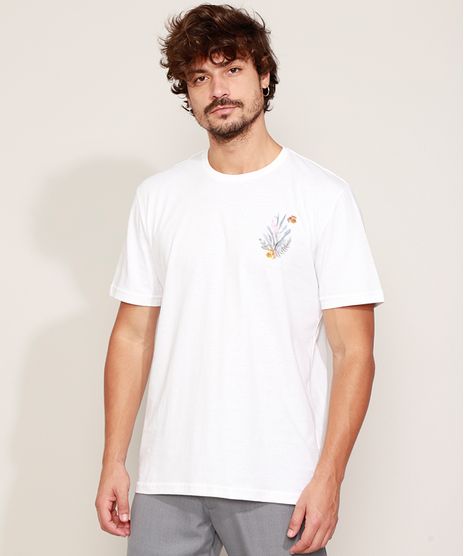 Camiseta-Masculina-Folhas-e-Flores-Manga-Curta-Gola-Careca-Branca-9970365-Branco_1