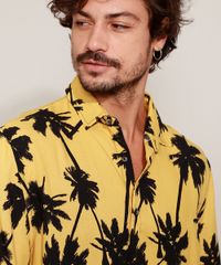Camisa-Masculina-Estampada-Coqueiros-Manga-Curta-Amarela-9968724-Amarelo_5