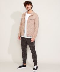 Jaqueta-de-Sarja-Masculina-com-Bolsos-e-Recortes-Bege-9966129-Bege_3