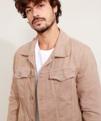 Jaqueta-de-Sarja-Masculina-com-Bolsos-e-Recortes-Bege-9966129-Bege_5