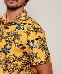 Camisa-Masculina-Estampada-Floral-Manga-Curta-Amarela-9907014-Amarelo_6