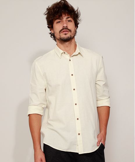 Camisa-Masculina-com-Linho-Manga-Longa-Bege-9947364-Bege_1