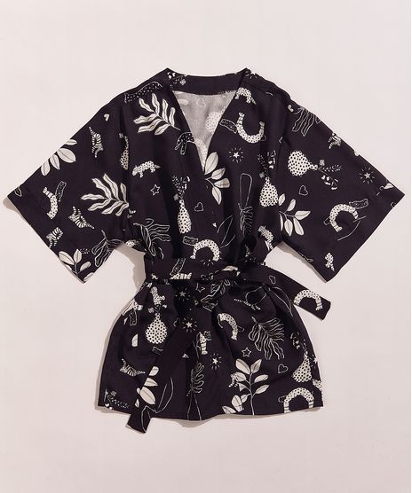 Kimono-Infantil-EMI-Beachwear-Estampado-Floresta-Preto-9965493-Preto_1