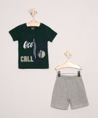 Conjunto-Infantil-Mundi-de-Camiseta-Prancha-de-Surf-Manga-Curta-Verde-Escuro---Bermuda-de-Moletom-Cinza-Mescla-9975587-Cinza_Mescla_1