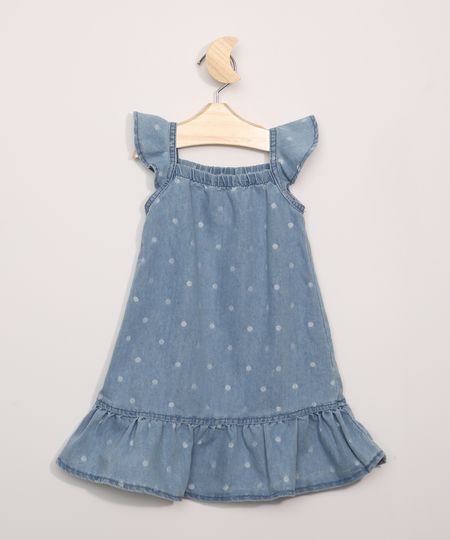 Vestido-Jeans-Infantil-Estampado-Poa-com-Babados-Sem-Manga-Azul-Claro-9963462-Azul_Claro_1