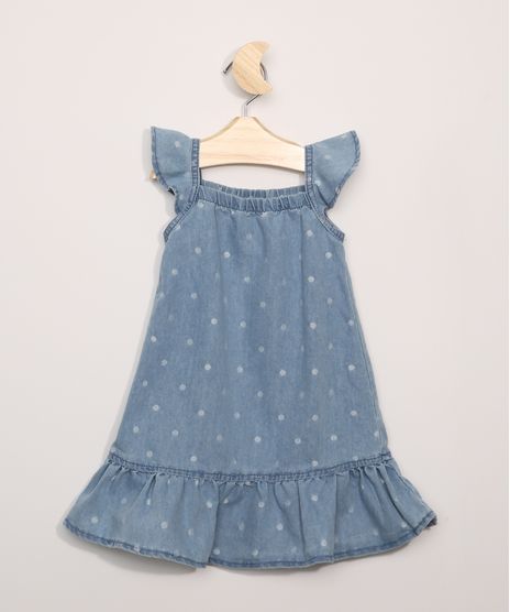 Vestido-Jeans-Infantil-Estampado-Poa-com-Babados-Sem-Manga-Azul-Claro-9963462-Azul_Claro_1