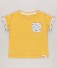 Camiseta-Flame-com-Bolso-Estampado-de--Dinossauros--Amarela-9036816-Amarelo_1