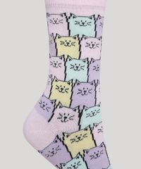 Meia-Feminina-Estampada-Gatos-Cano-Alto-Rosa-Claro-9971351-Rosa_Claro_3