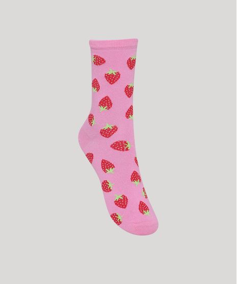 Meia-Feminina-Estampada-Morangos-Cano-Alto-Rosa-9971352-Rosa_1