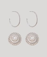 Kit-de-2-Brincos-Feminino--Argola-Texturizada-e-Redondo-com-Perola-Prateado-9975345-Prateado_2