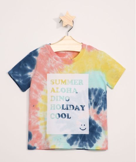 Camiseta-Infantil-Estampada-Tie-Dye--Summer--Manga-Curta-Multicor-9964290-Multicor_1