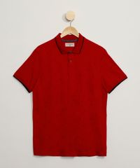 Polo-Masculina-em-Piquet--Estampada-de-Ancoras-Manga-Curta-com-Ziper-Vermelha-9965287-Vermelho_1