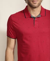 Polo-Masculina-em-Piquet--Estampada-de-Ancoras-Manga-Curta-com-Ziper-Vermelha-9965287-Vermelho_6