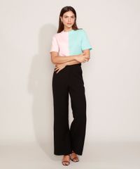 T-Shirt-Feminina-Mindset-Meio-a-Meio-Manga-Curta-Decote-Redondo-Multicor-9978727-Multicor_3