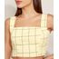 Regata-Feminina-Mindset-Cropped-com-Laco-Estampada-Xadrez-Alca-Grossa-Decote-Reto-Amarela-9980260-Amarelo_1