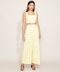 Regata-Feminina-Mindset-Cropped-com-Laco-Estampada-Xadrez-Alca-Grossa-Decote-Reto-Amarela-9980260-Amarelo_3