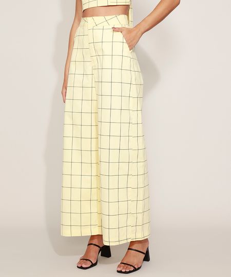 Calca-Feminina-Mindset-Pantalona-Cintura-Alta-Estampada-Xadrez-Amarela-9980261-Amarelo_1 Calca-Feminina-Mindset-Pantalona-Cintura-Alta-Estampada-Xadrez-Amarela-9980261-Amarelo_1