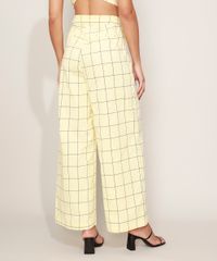 Calca-Feminina-Mindset-Pantalona-Cintura-Alta-Estampada-Xadrez-Amarela-9980261-Amarelo_2