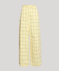 Calca-Feminina-Mindset-Pantalona-Cintura-Alta-Estampada-Xadrez-Amarela-9980261-Amarelo_6