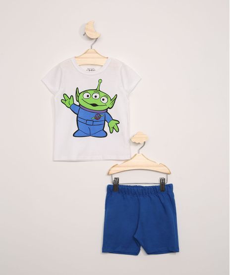 Conjunto-Infantil-Camiseta-Alien-Toy-Story-Manga-Curta-Off-White---Bermuda-de-Moletom-Azul-9963494-Azul_1