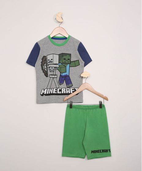 Pijama-Infantil-Minecraft-Manga-Curta-Raglan--Cinza-Mescla-9966404-Cinza_Mescla_1