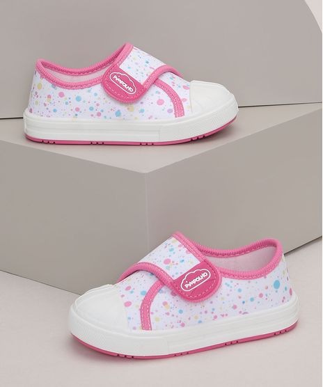 Tenis-Infantil-Pimpolho-Estampado-de-Poa-com-Velcro-Branco-9973824-Branco_1