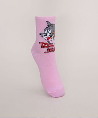 Meia-Feminina-Cano-Alto-Tom-e-Jerry-Rosa-9971703-Rosa_1