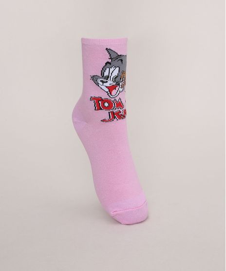 Meia-Feminina-Cano-Alto-Tom-e-Jerry-Rosa-9971703-Rosa_1
