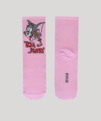 Meia-Feminina-Cano-Alto-Tom-e-Jerry-Rosa-9971703-Rosa_2