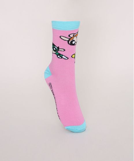 Meia-Feminina-Cano-Alto-As-Meninas-Super-Poderosas-Rosa-9971625-Rosa_1