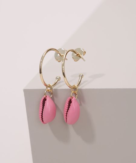 Brinco-Feminino-Argola-com-Pingente-de-Buzios-Dourado-9976687-Dourado_1
