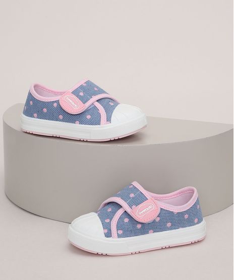 Tenis-Infantil-Pimpolho-Estampado-de-Poa-com-Velcro-Azul-9973825-Azul_1