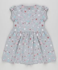 Vestido-Estampado-de-Estrelas-em-Algodao---Sustentavel-Cinza-Mescla-9029957-Cinza_Mescla_2