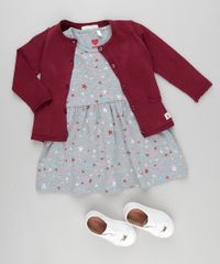 Vestido-Estampado-de-Estrelas-em-Algodao---Sustentavel-Cinza-Mescla-9029957-Cinza_Mescla_3