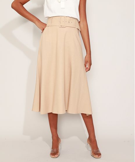 Saia-Feminina-Midi-com-Cinto-Kaki-9948952-Kaki_1