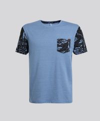 Camiseta-com-Bolso-Estampado-de-Folhagens-Azul-8959242-Azul_5