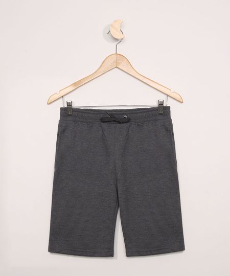Bermuda-de-Moletom-Juvenil-Slim-com-Bolso-Cinza-Mescla-Escuro-9552521-Cinza_Mescla_Escuro_1