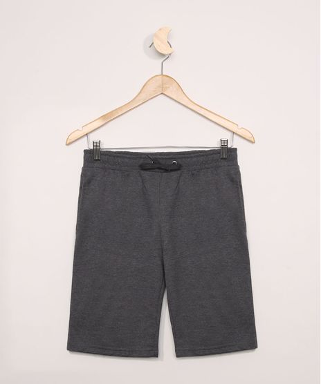 Bermuda-de-Moletom-Juvenil-Slim-com-Bolso-Cinza-Mescla-Escuro-9552521-Cinza_Mescla_Escuro_1