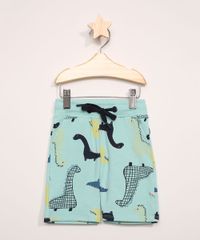 Bermuda-de-Moletom-Infantil-Estampada-de-Dinossauros-com-Bolsos-Azul-Claro-9964049-Azul_Claro_1
