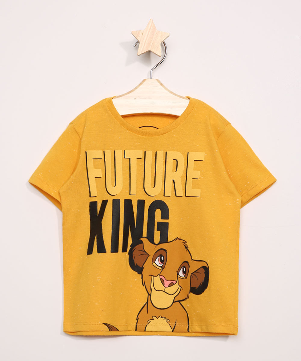 Camiseta Infantil Simba O Rei Leão Manga Curta Amarelo